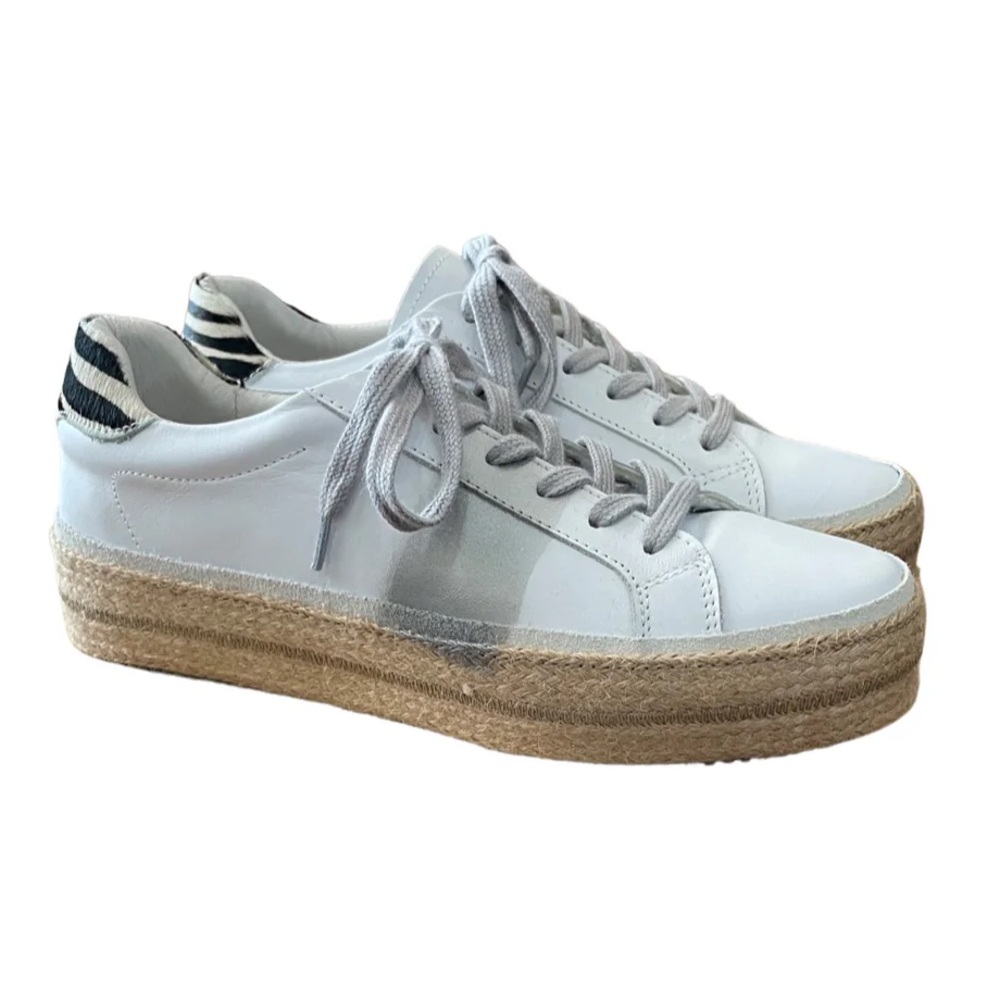 Leather White & cowhide Espadrille Sneakers NEW WITH BOX SZ 10